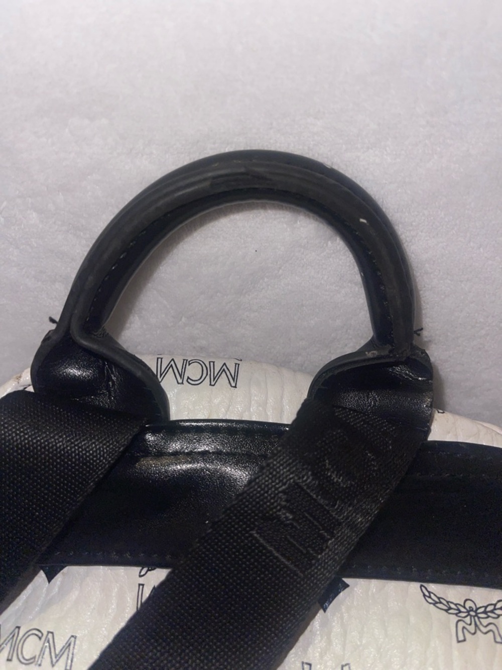 MCM White and Black Studded Mini Backpack - Picture 3 of 5